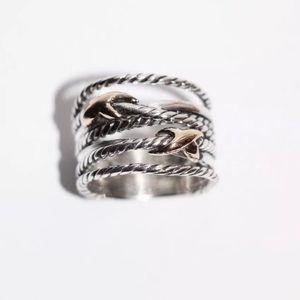 David Yurman Silver &18k Gold Double X Crossover